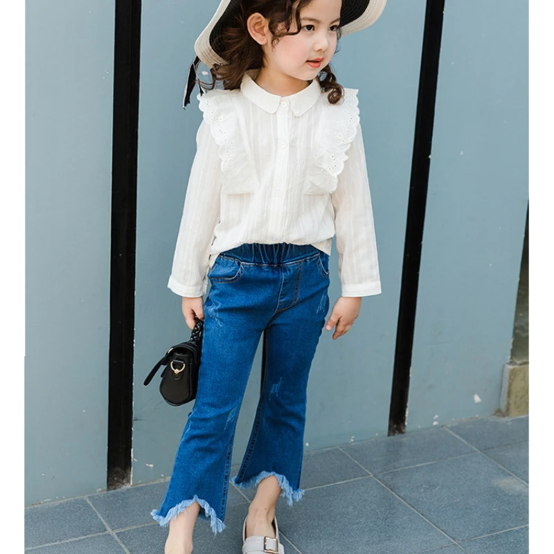 

Girl Jeans Popular Tassel Boot Cut Pant Kids Fashion Clothes Children Tight Denim Trousers Teenager Slim Cowboy Leggings 3 -11Y