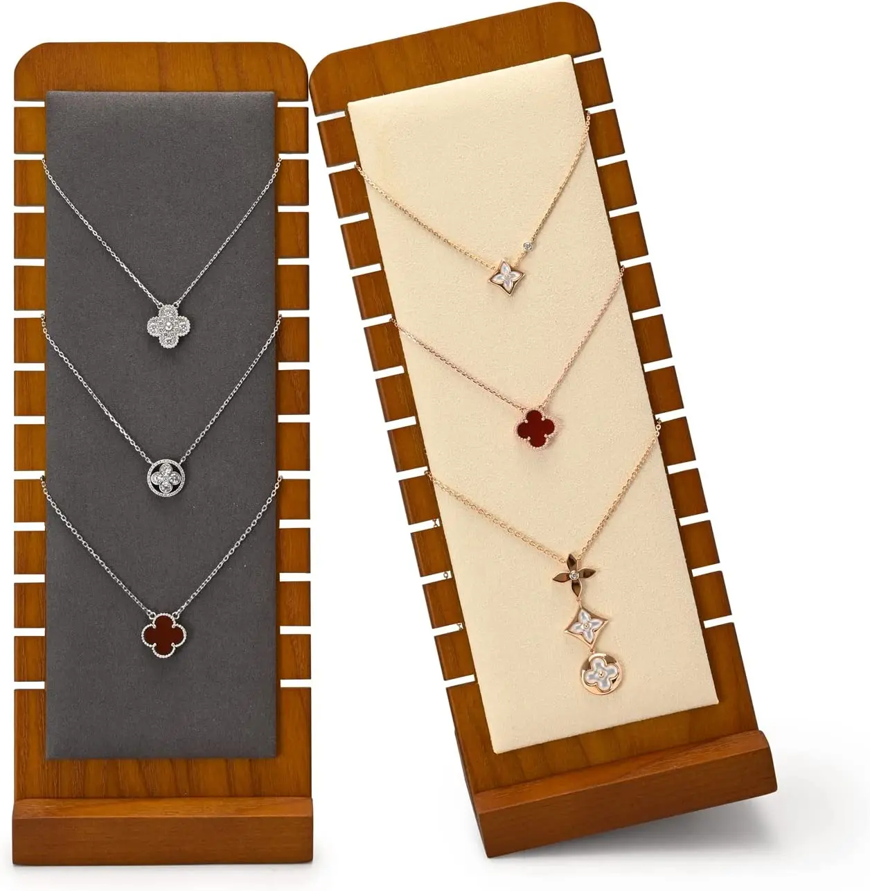 Solid Wood Extended Necklace Holder Rack Jewelry Display Board Soft Mat Multiple Necklace Display Board