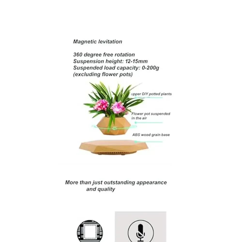 Levitating Magnetic Suspension Flower Pot Rotating Planters Creative Gift Home Office Decor Floating Plant Pot Floors Clearing