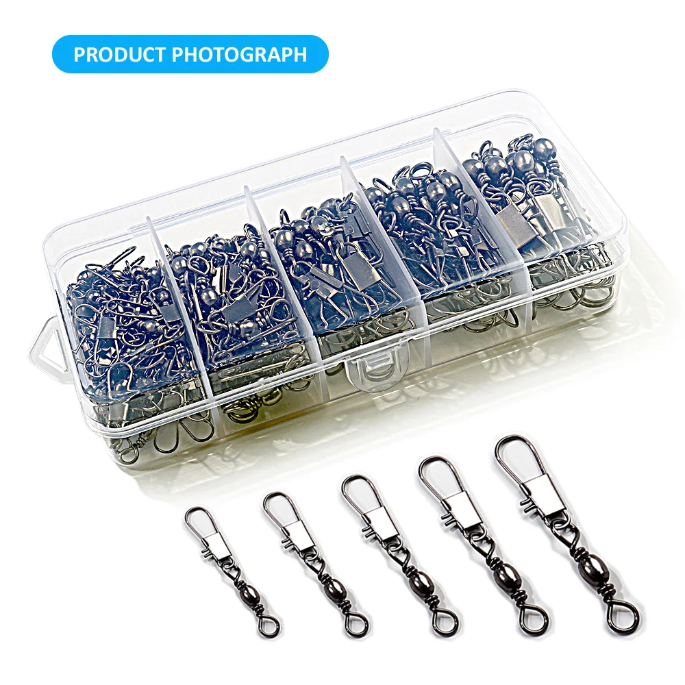 100 teile/schachtel Swivel Snap Connector Pin Rolling Ring Angeln Ausrüstung Box Schnalle Lock Kit Draht Drehen Lager 50-100 stücke Tackle – Detail 10