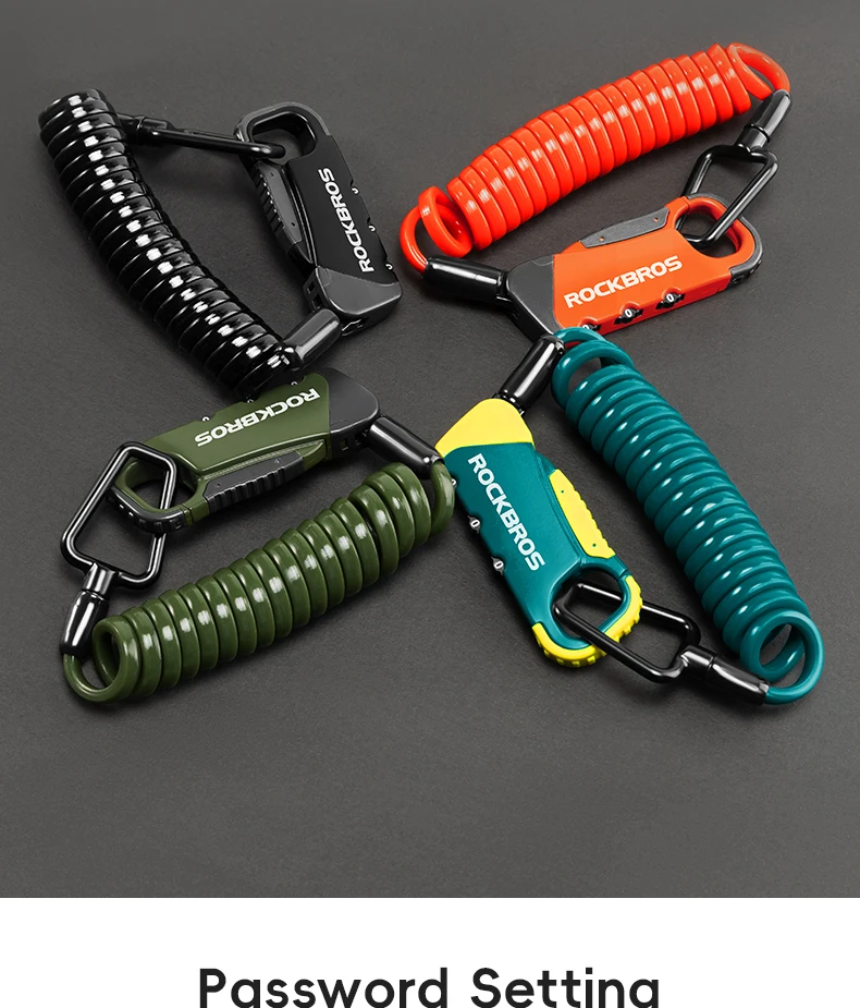ROCKBROS Bicycle Cable Lock Portable 3-Digit Password Combination