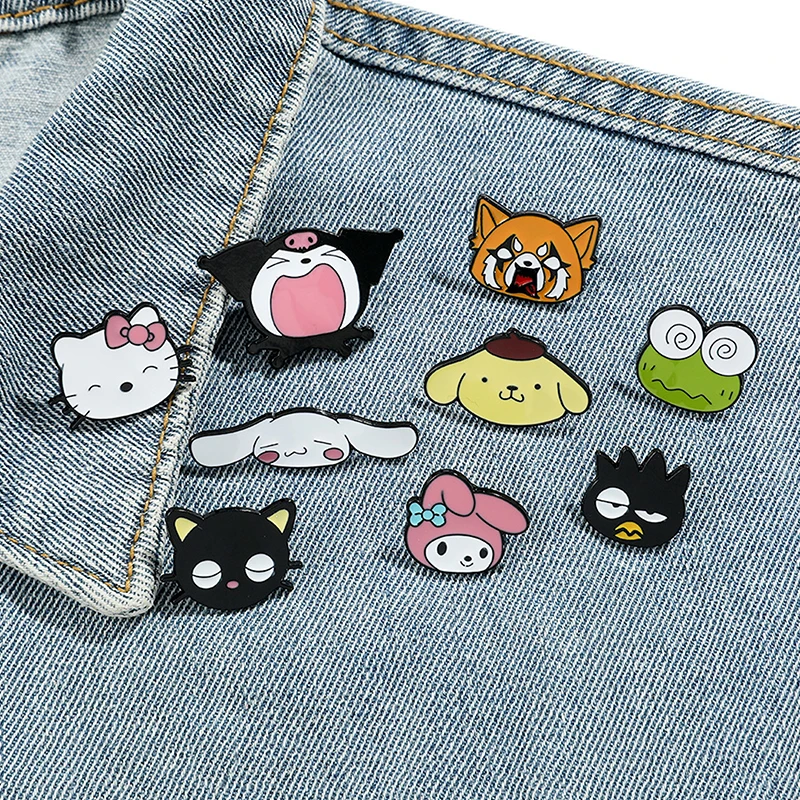

Sanrio искусственные Аниме фигурки героев Hello Kitty Kuromi Melody большая голова брошь эмалированные ювелирные изделия булавки детские подарки на день рождения