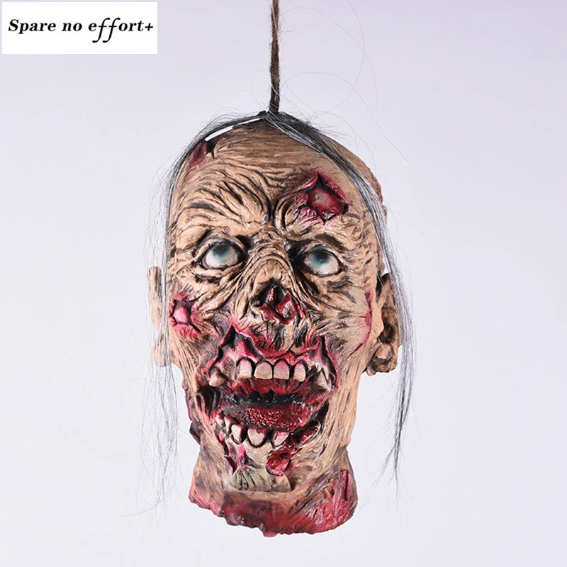 

Latex Skull Head Halloween Decoration Scary Bloody Prank Toy Nail Through Head Horror Halloween Props April Fools' Day Cosplay