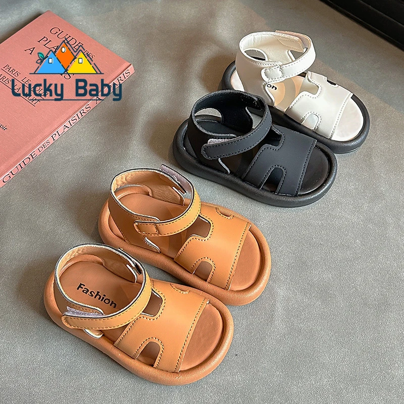 Children Leather Sport Sandals Toddler Boys Slippers Beach Shoes Kids Infant Open Toe Casual Sport Shoes 3-6Y Sandalias Summer