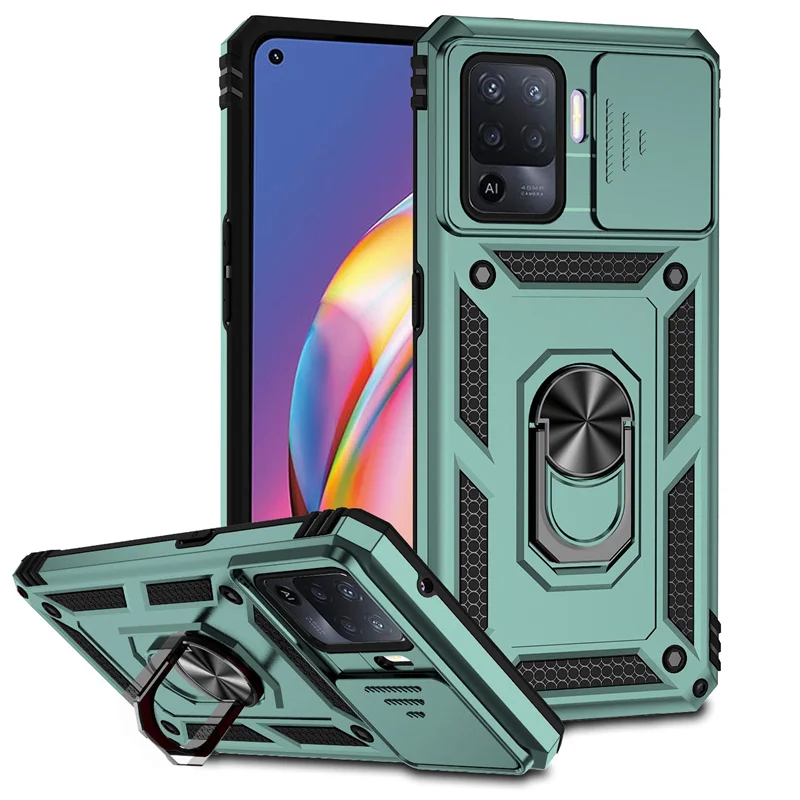 Shockproof Armor Case with Magnet Ring Holder and Side Camera Lens Protection