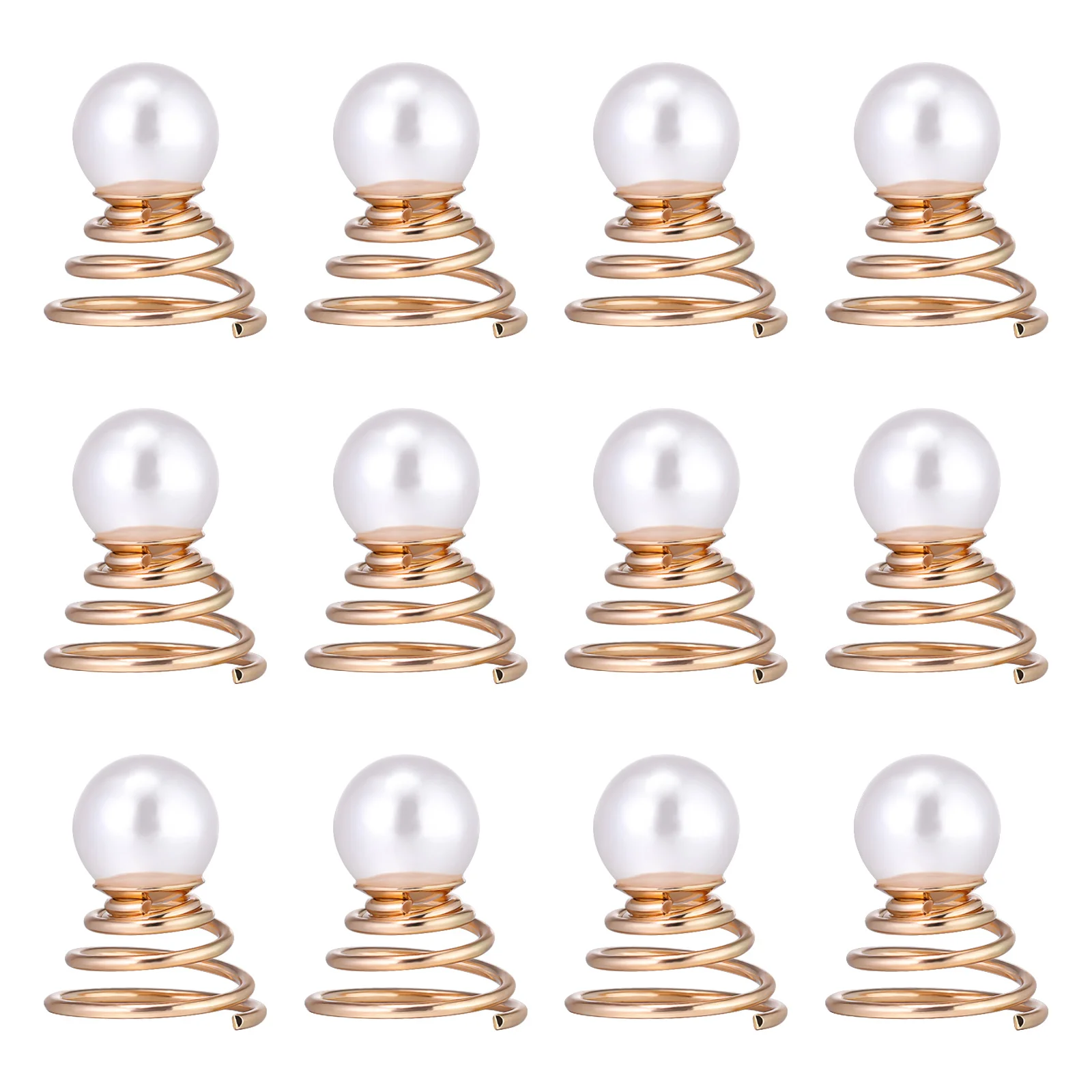 

12Pcs Spiral Hair Pin, Swirl Hair Coil Pearl Metal Hair Clip Hairpin Wedding Bride Party Prom Hair Accessories ( Golden )