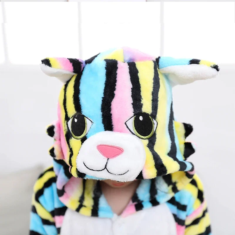 Kigurumi Unicorn Pajamas Animal Onesie for Children Girls Boys Sleepwear Kids Cartoon Licorne Cat Pyjama Suit Winter Overalls