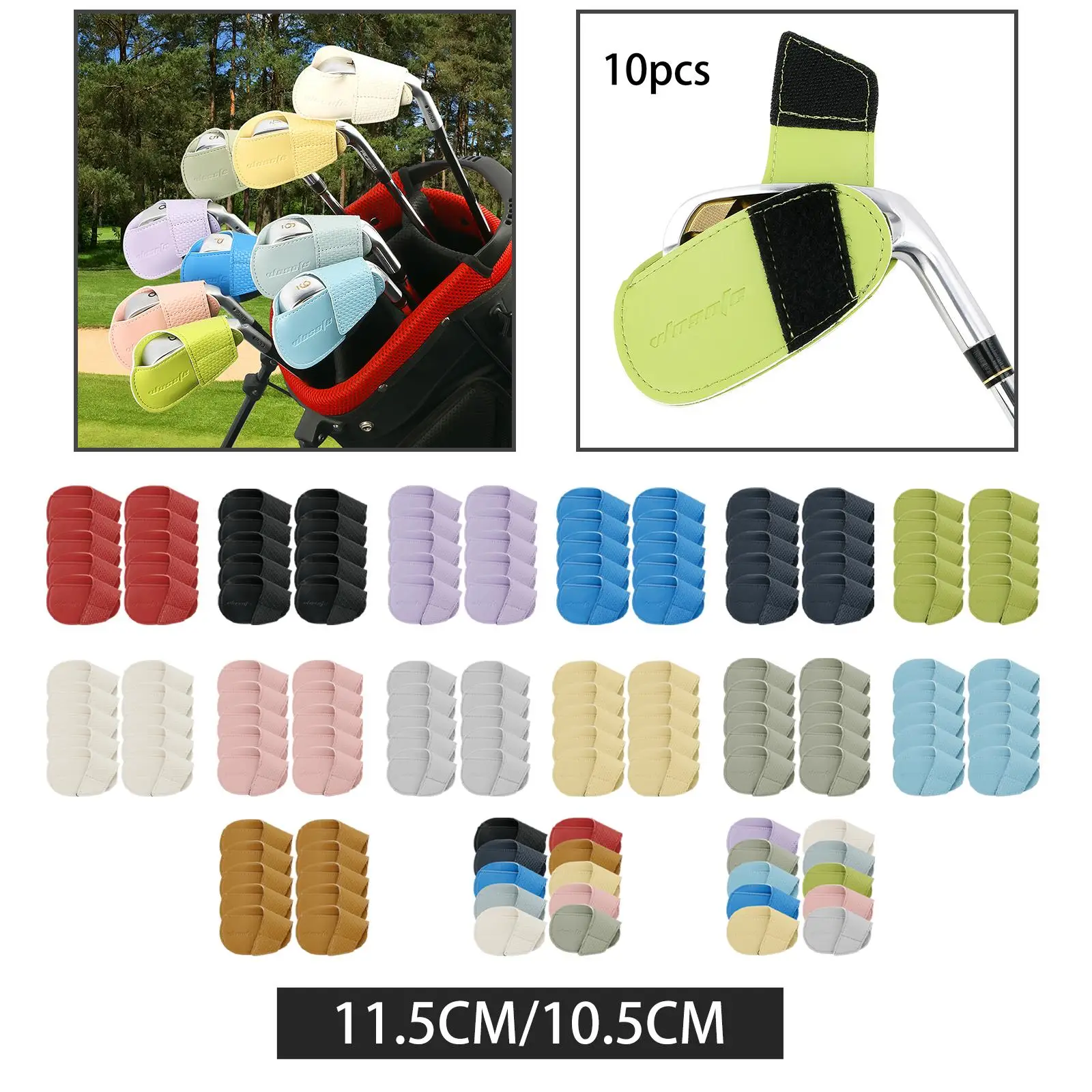 10x Golf Iron Headcovers Set Golf Club Head Cover PU Leather Golf Wedges Headcovers Golf Training Equipment for Irons