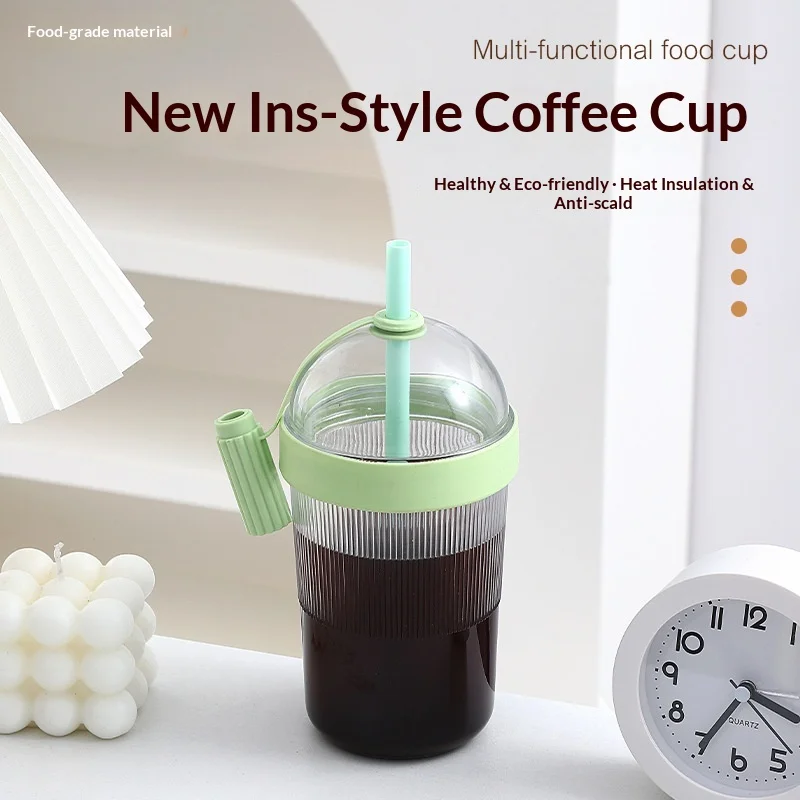 Portable Large-Capacity Straw Cup - Ideal for Coffee, Milk Tea, Juice, and More