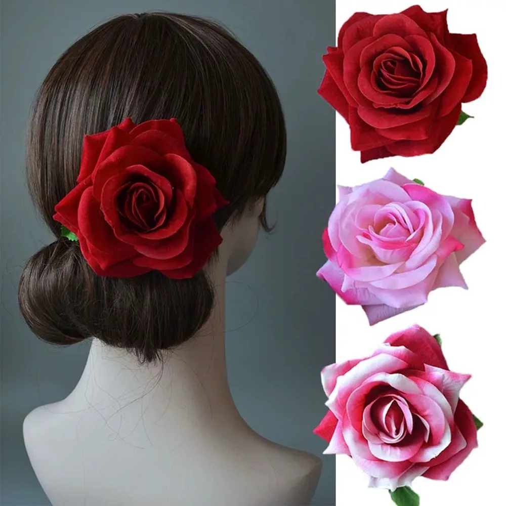 Elegant Red Rose Hair Clips - Valentine's Day & Beach Party Accessories
