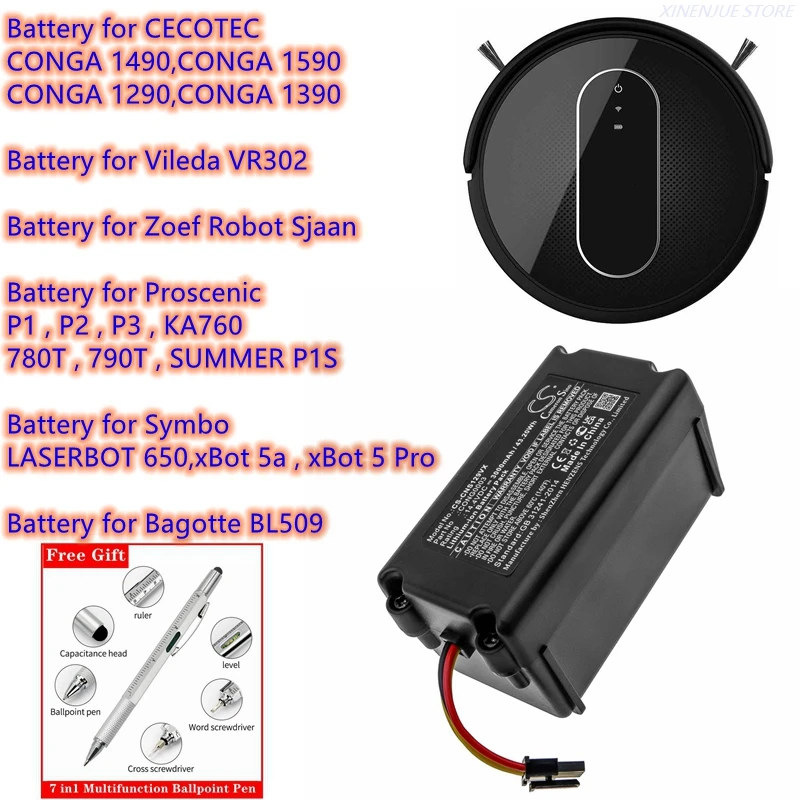 Batteria Ricambio 3000mAh Per CECOTEC CONGA 1290/1390/1490/1590 E Proscenic 780T/790T/P1/P2 – Compatibile E Affidabile