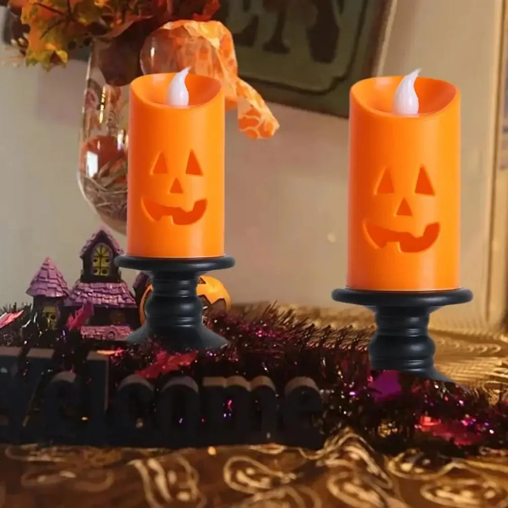 

Halloween Pumpkin Shape Led Light Button Battery Powered Flameless Candles LED Night Light For Halloween Party