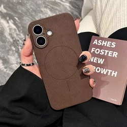 Slim Matte Soft Leather Wireless Charging Magnetic Case - Shockproof Cover - iPhone 12 Pro (Brown)