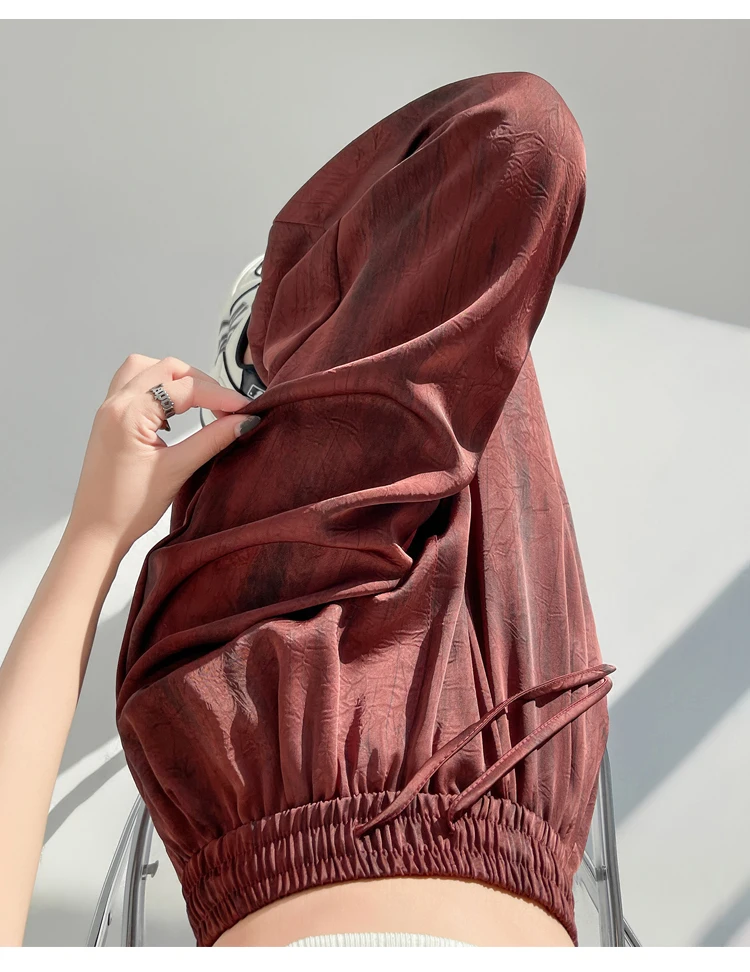 Sommer neue einfarbige schlanke Frauen hosen Mode Straße hohe Taille schwarze Aprikose rote Hosen einfache grundlegende lässige lose Frau Hosen – Detail 13