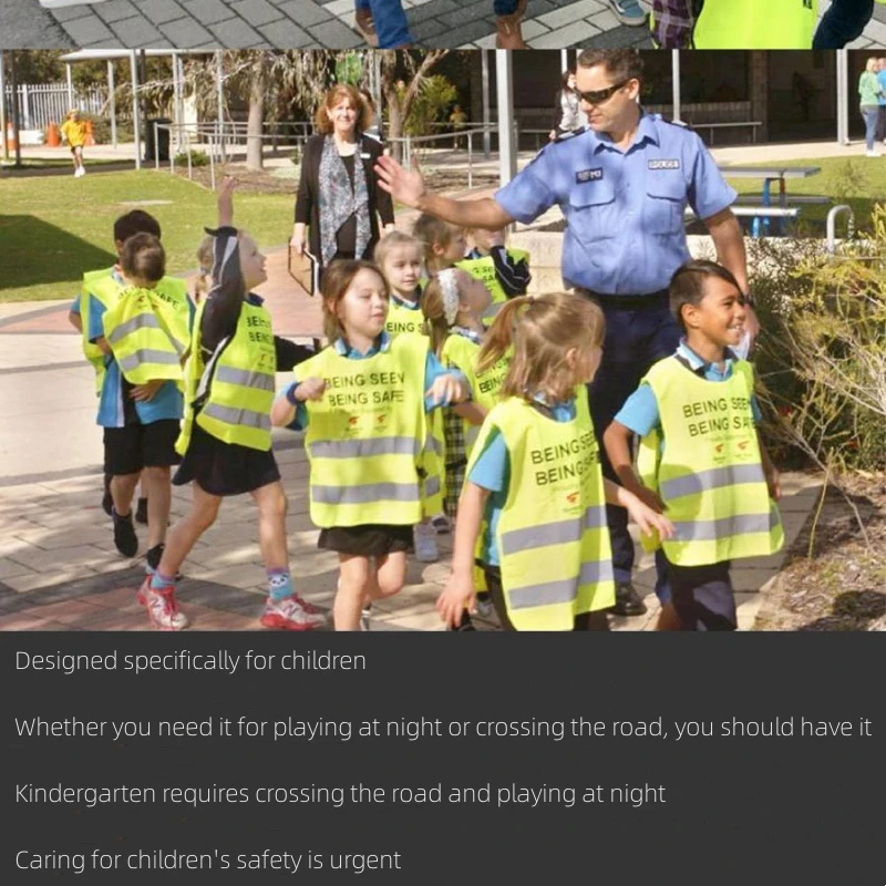 Fluorescent Green Reflective Vest for Kids Traffic Safety