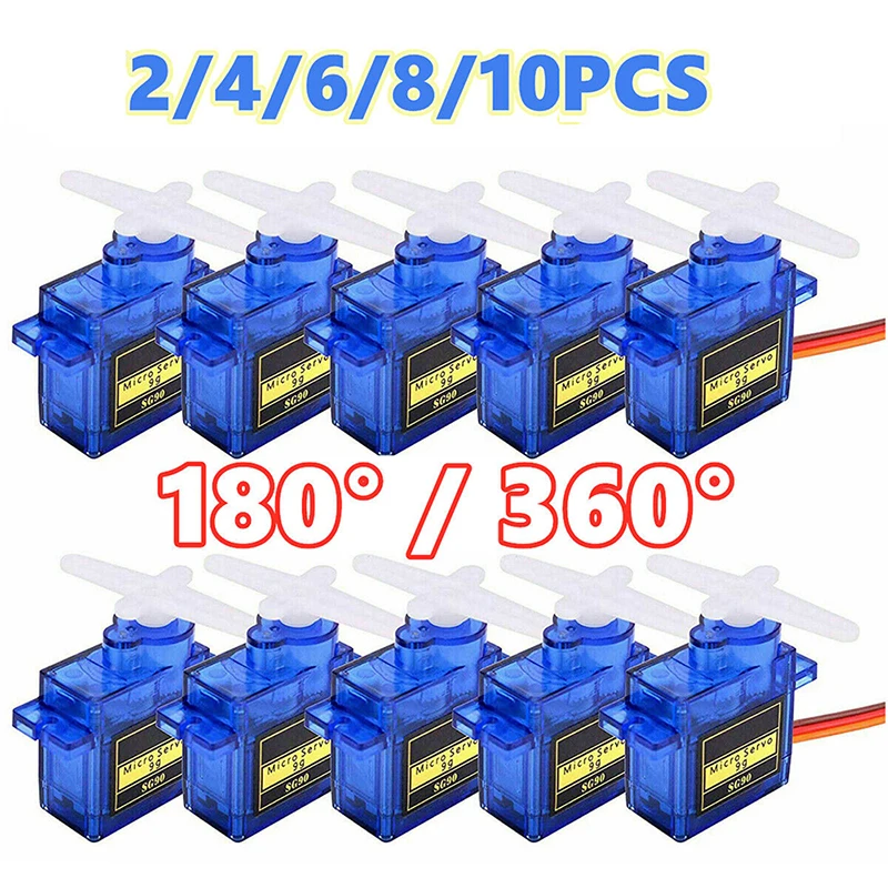 2/4/6/8/10 PCS SG90 9G Micro Servo Motor Control 180&deg;/360&deg; for RC Robot Arm Servomotor Toy Airplane Helicopter Aircraft Models