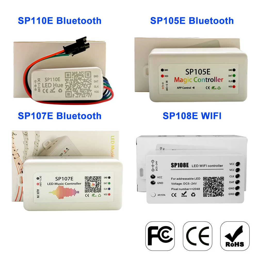 ws2812b matrix 8x8 16x16 8x32 led panel individually addressable ws2812 sp107e music controller kit bluetooth app control transf Led Controller Wifi SP108E SP511E Bluetooth SP105E SP110E Music SP107E SP601E For WS2812B WS2811 SK6812 Strip Light DC5V-24V