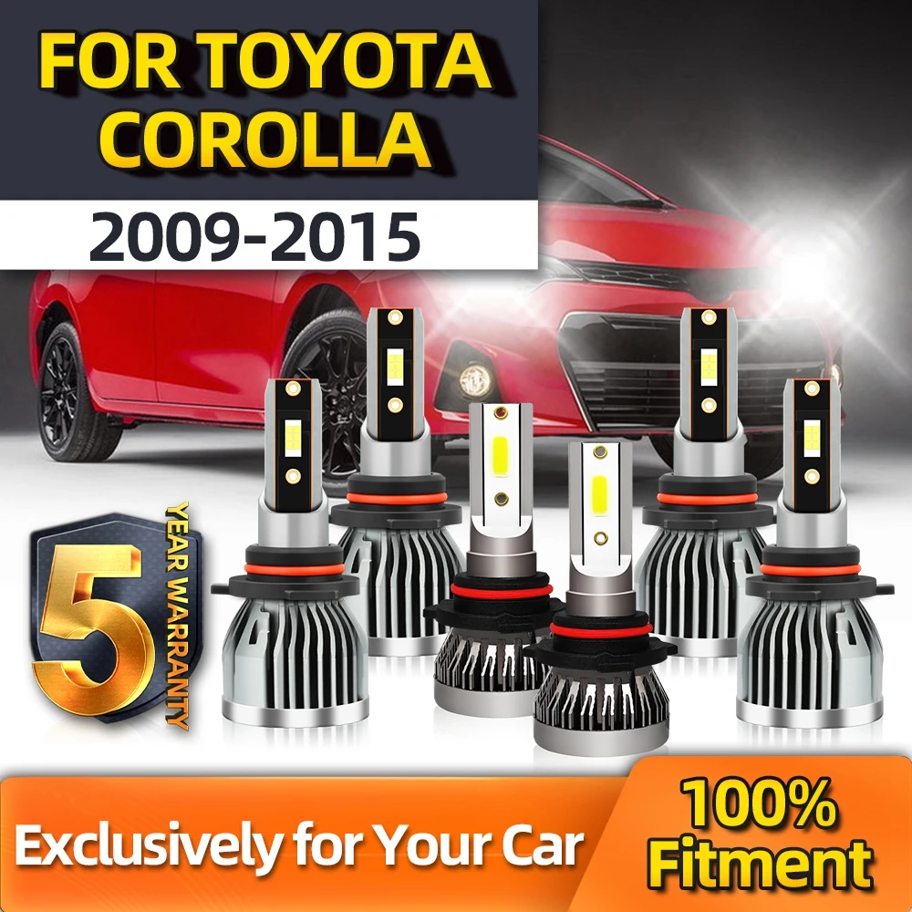 

TEENRAM For Toyota COROLLA 9005 9006 12V 24V 6000K Ultra-white Bulbs LED Headlight High Low Beam Fog Lamp H11 2009 2010-2015