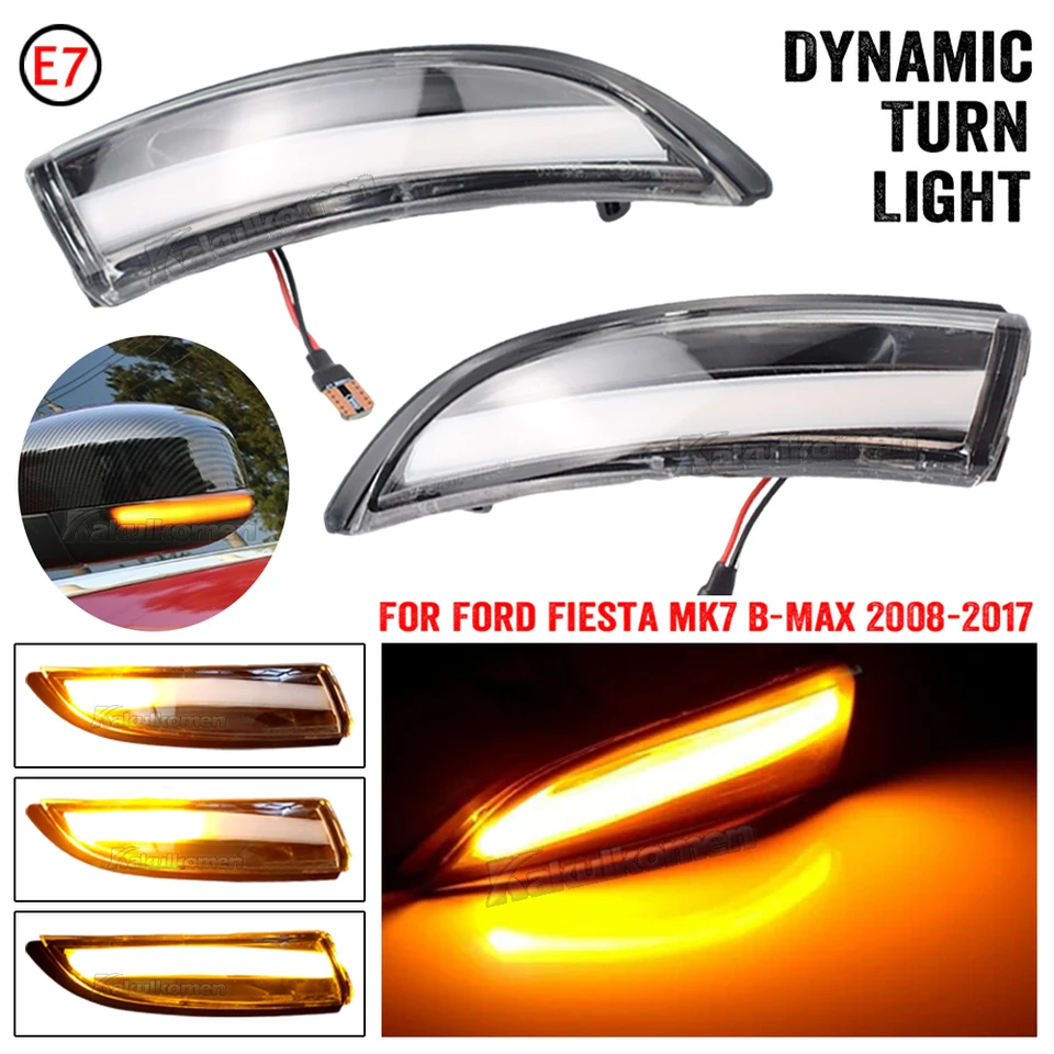 GSRECY Indicatori Di Direzione Dinamici A LED Fumé Per Ford Fiesta MK7 E B-Max (2008-2017), Sequenziali, Colore Ambra - 2