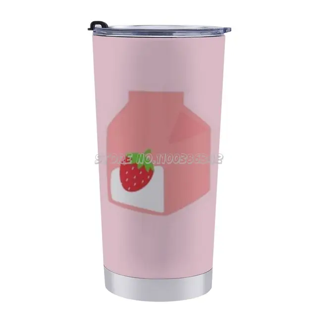 Eper Tej Rajzfilm Kawaii Utazási Bögre Jég Csésze 304 Rozsdamentes Acél Vákuum Szigetelt Autó Kávé Koreai Őszibarack Mil