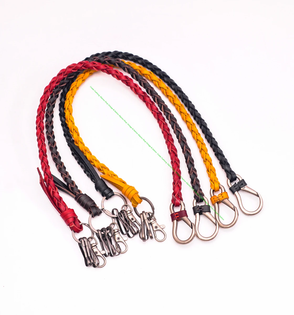 22 "Biker Punk hand gefertigten Abzugs verschluss schwarz echtes Leder geflochten verdreht Trucker Schlüssel Jean Brieftasche Kette Schlüssel bund Schlüssel halter – Detail 32