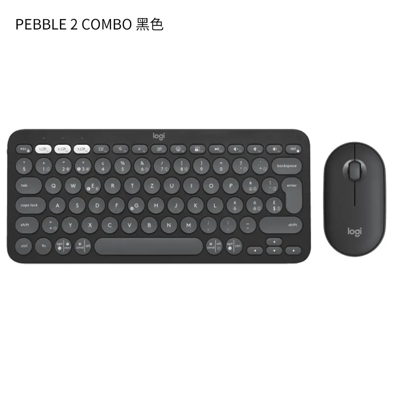 Logitech PEBBLE 2 COMBO Teclado sem fio Mouse Combos Conjunto Home Office Teclado silencioso para Windows Pad Android IOS