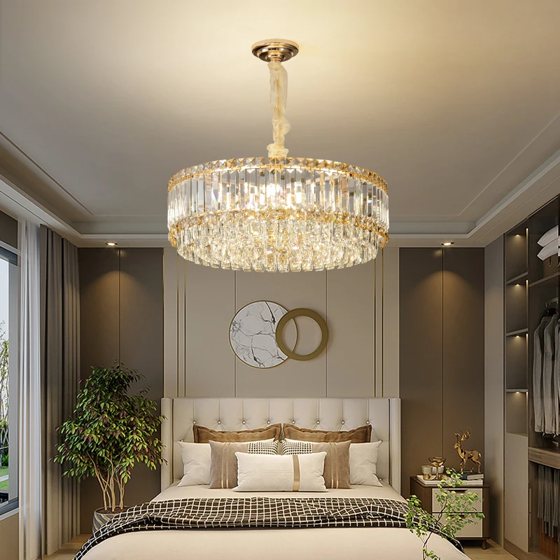Crystal Chandelier Master Bedroom Flush Mount Light Living Room