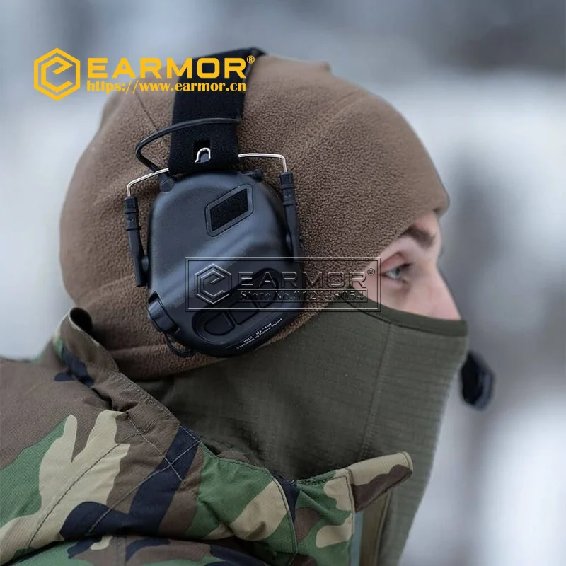 EARMOR Tactical Headset M32 MOD4 Hunting & Shooting Earmuffs with Microphone, Sound Amplification, Nato TP120 Jacket, Black
