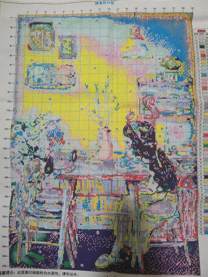 Printed Cross stitch 54*73cm 11CT Needlework DIY Home Decoration Sets For Embroidery kit Full Silk Thread New Cartoon Girl
