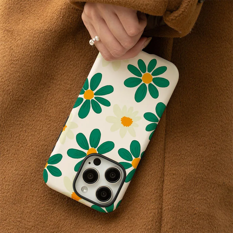 2-in-1 Cute Flower Phone Case with Film Shell