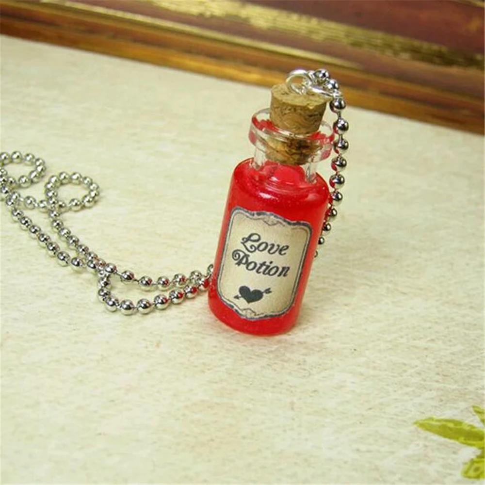 Potion Tiny Vial Necklace Love Potion Glass Bottle Necklace Charm Vial  Pendant Valentine's
