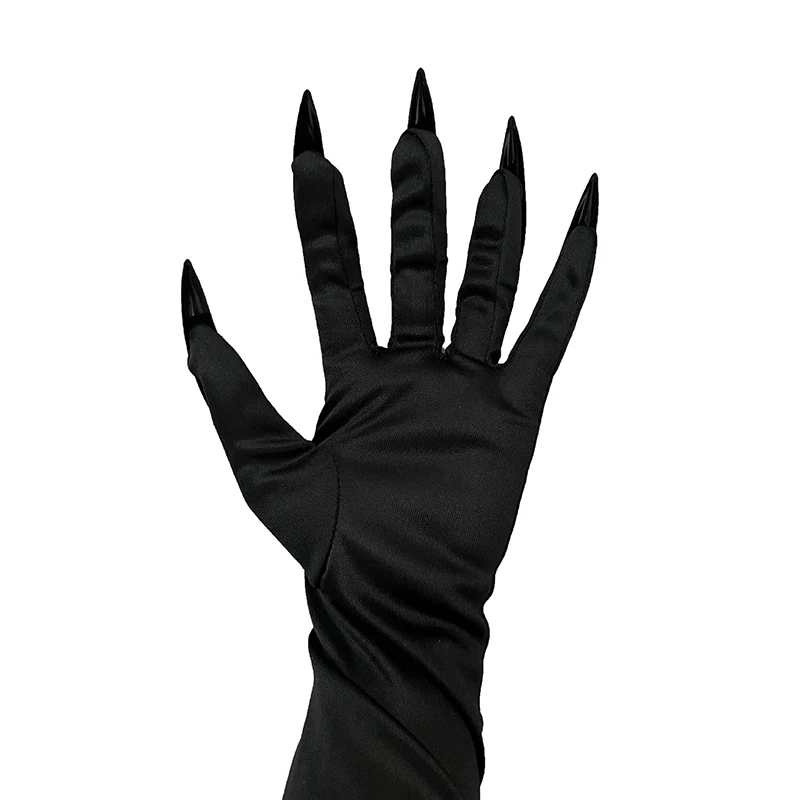 Gants à Griffes Halloween Noirs - Avec 10 Ongles Longs (11,5 Cm) - Pour Déguisement Vampire, Loup, Cosplay - Taille Unique élastique