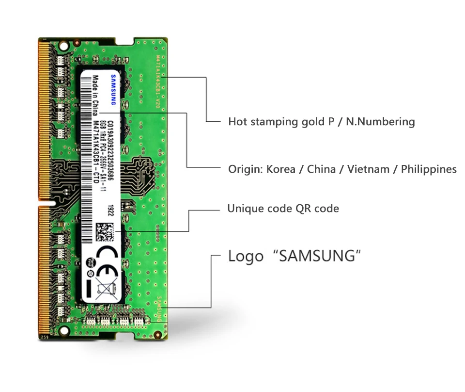 SAMSUNG - 【4枚/計32gb】SAMSUNG DDR4 2666 8GB SODIMM Samsung 32GB DDR4 RAM 4x 8GB 1RX8 PC4-2666V 21300Mhz 260pin