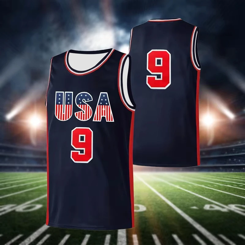 Summer Men Basketball Jersey North Carolina NO.23/9 Vintage Jersey Breathable Sleeveless Shirt for Training Competition