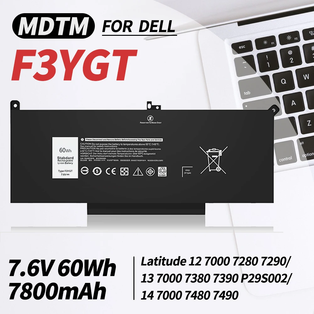 F3YGT Latitude 7480 Battery 7490 Battery 60WH for Dell Latitude 12 7000 7280 7290/13 7000 7380 7390 P29S002/14 7000 7480 7490