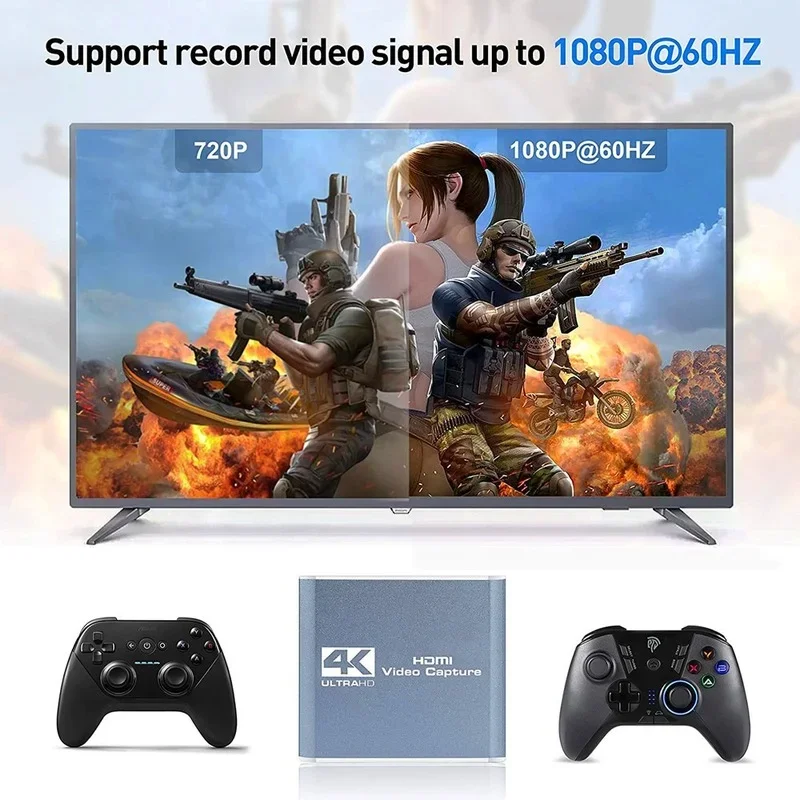 PS4 게임 DVD 캠코더 카메라 녹화 라이브 스트리밍용 비디오 그래버 레코드 박스, 4K 비디오 캡처 카드, USB3.0 호환