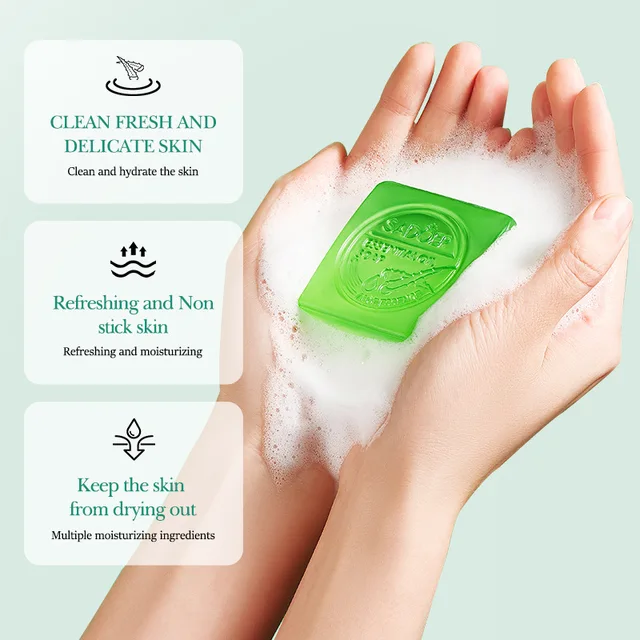 1/2pcs SADOER Aloe Facial Soap Face Wash Foam Facial Cleanser Moisturizing Hydrating Oil Control Body Bathing Handmade Soap 5
