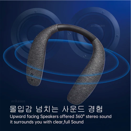 넥 밴드 블루투스 스피커 12H 음악 무선 웨어러블 스피커, 진정한 3D 스테레오 사운드 휴대용 개인 스피커 (마이크 포함) 2