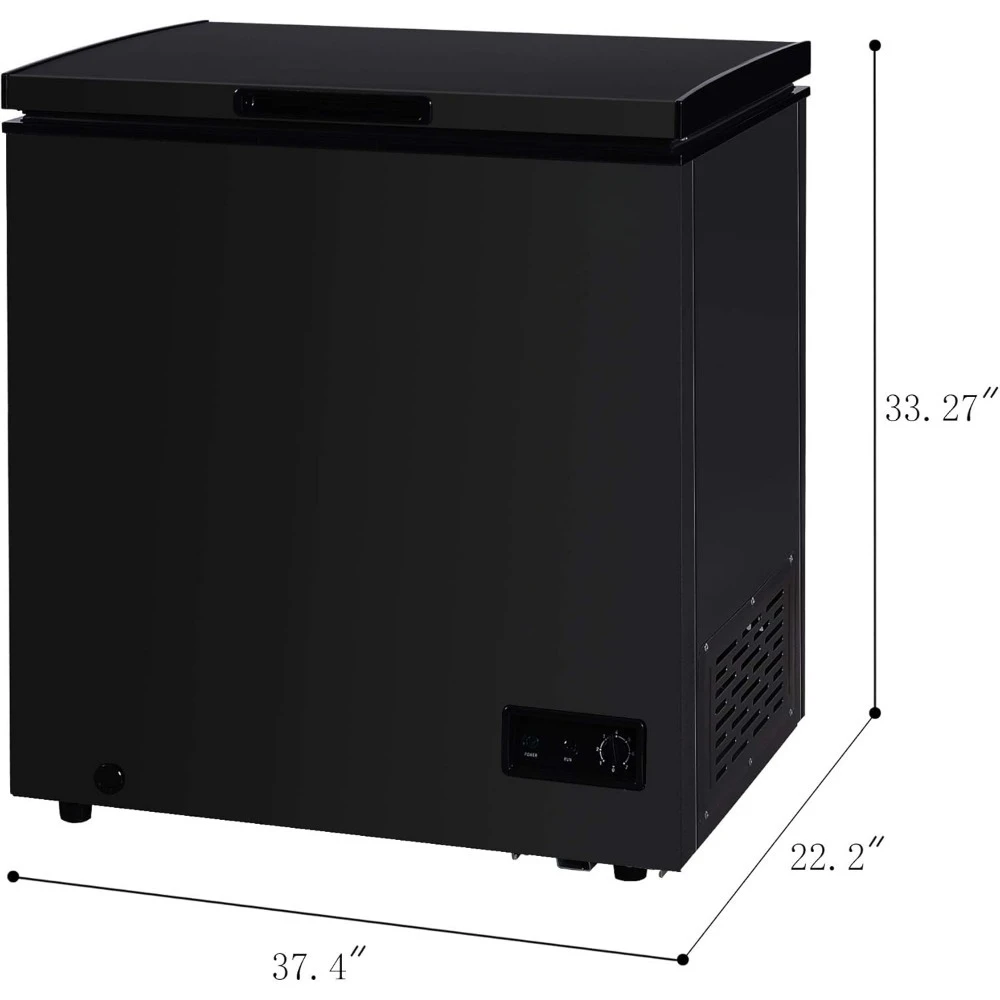 FRF470-BLACK 7.0 cu. ft. Chest Freezer, Black  Product Dimensions	22.83"D x 38.58"W x 35.04"H Item Weight 77 pounds 3