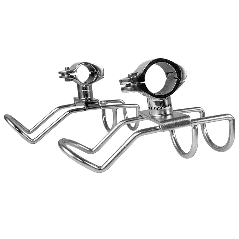 2PCSClamponRodHolderStainlessSteelDoubleWireFishingRod