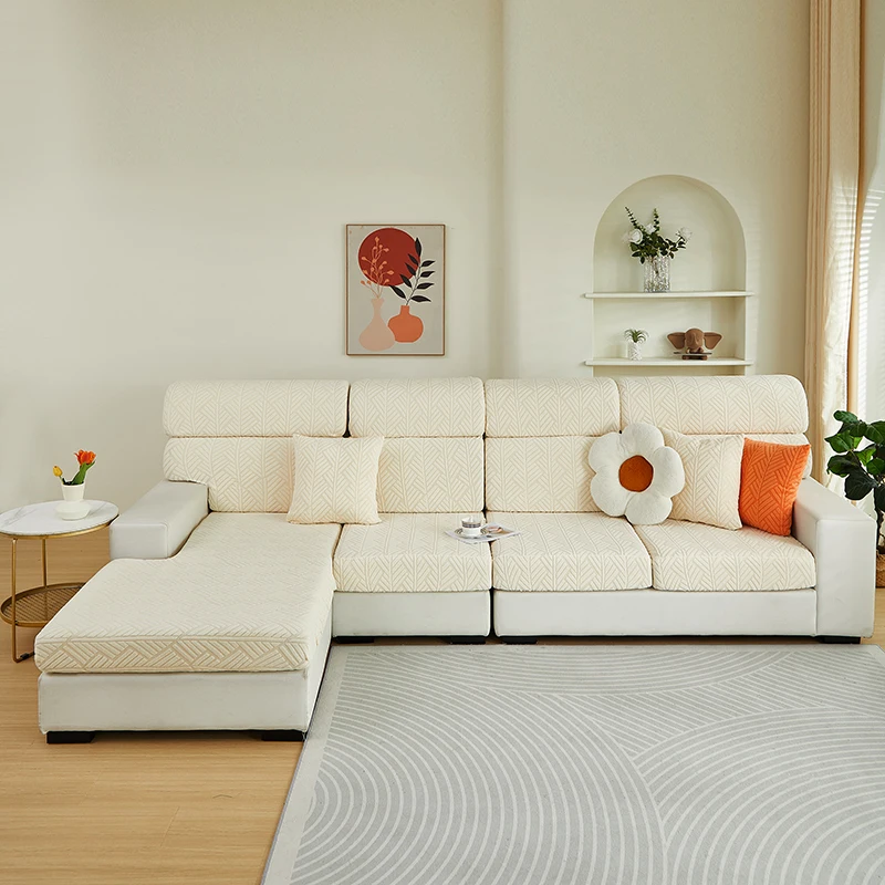 Description Picture 5 of itemStriped jacquard patterned sofa cushion cover, with a shower cap style design, versatile all year round, easy to install