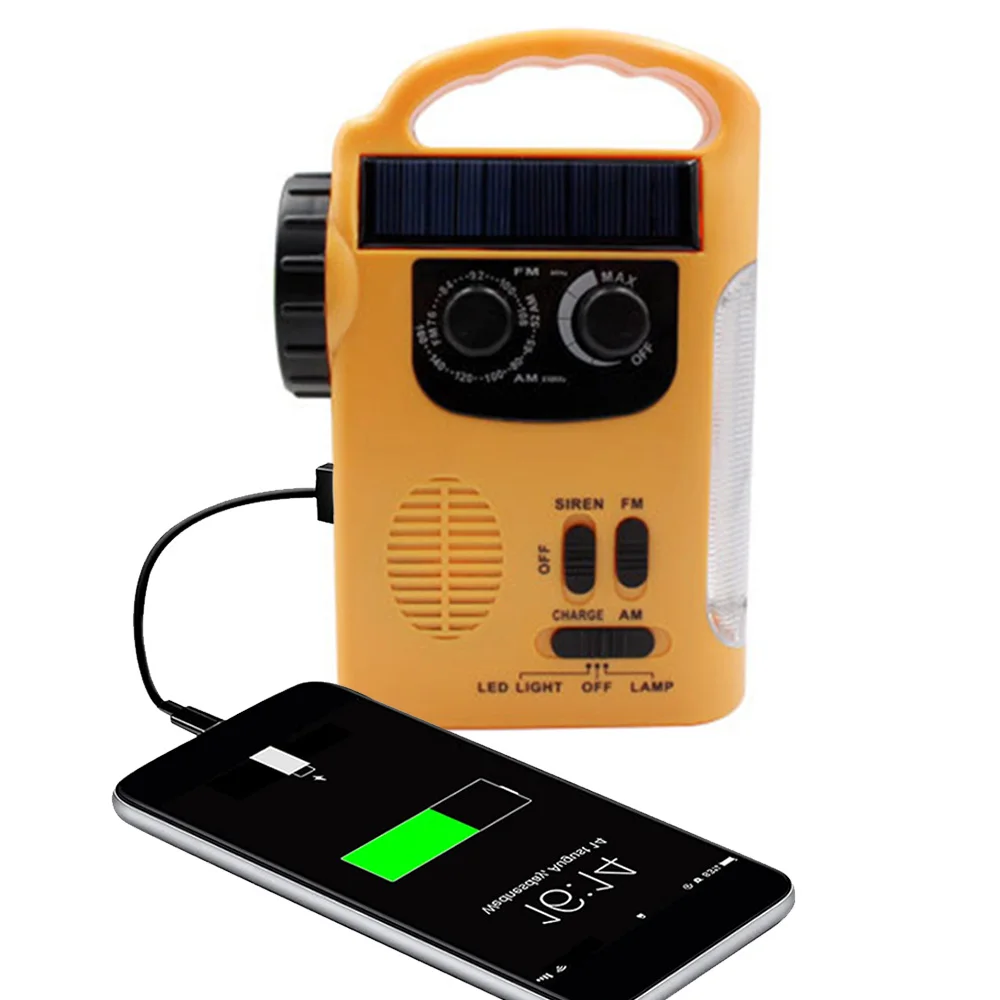 Solar Hand Crank Radio Receiver Mini Portable Am/fm Weather Emergency