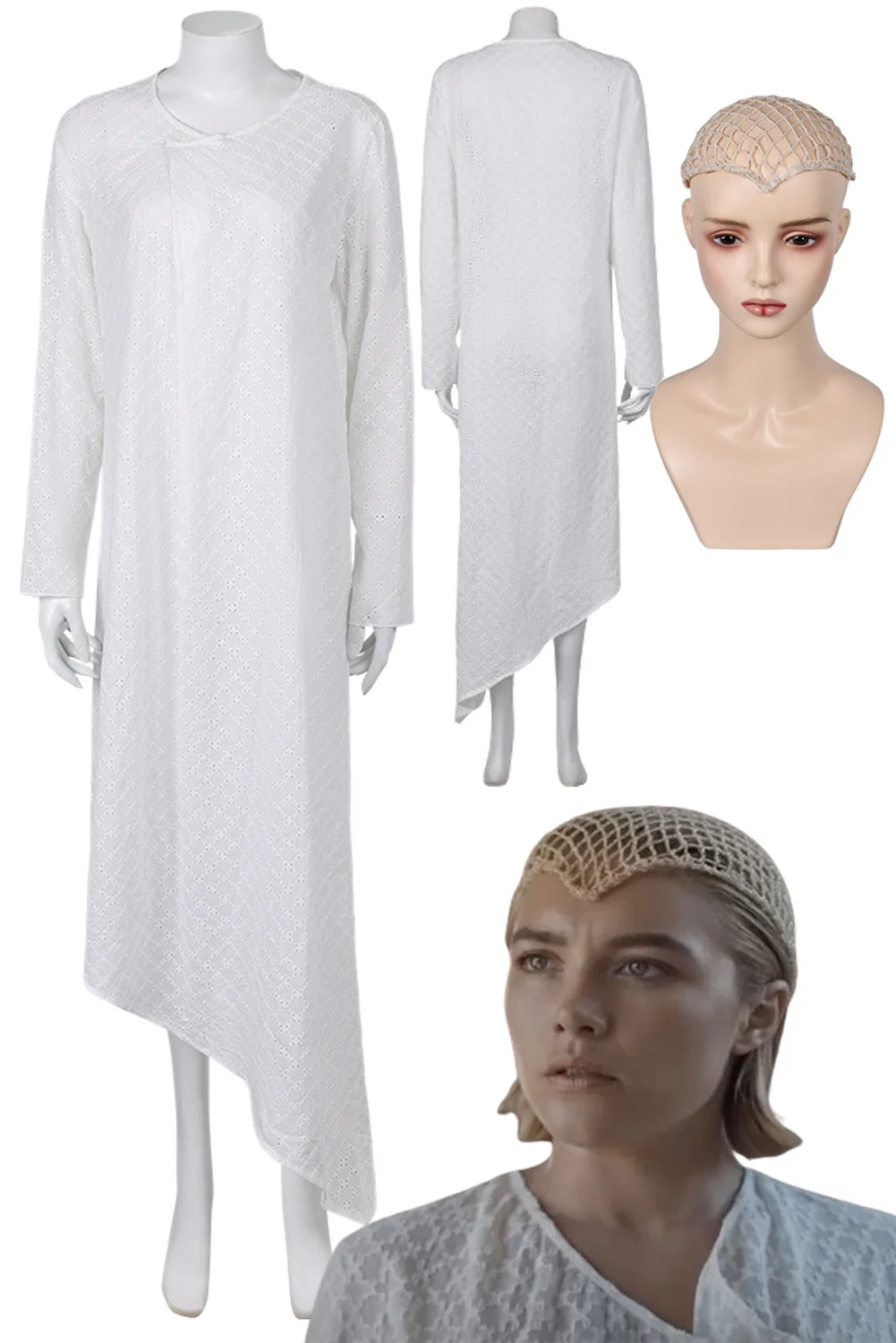

Princess Irulan Corrino White Cosplay Dress Headgear Costume 2024 Movie Dune 2 Fantasia Women Adult Outfits Halloween Suit
