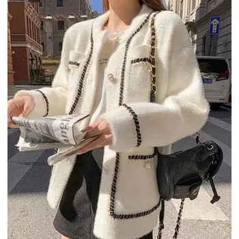 Womens 2025 Cardigan Coat Soft Mink Plush Loose Fit Knit Sweater