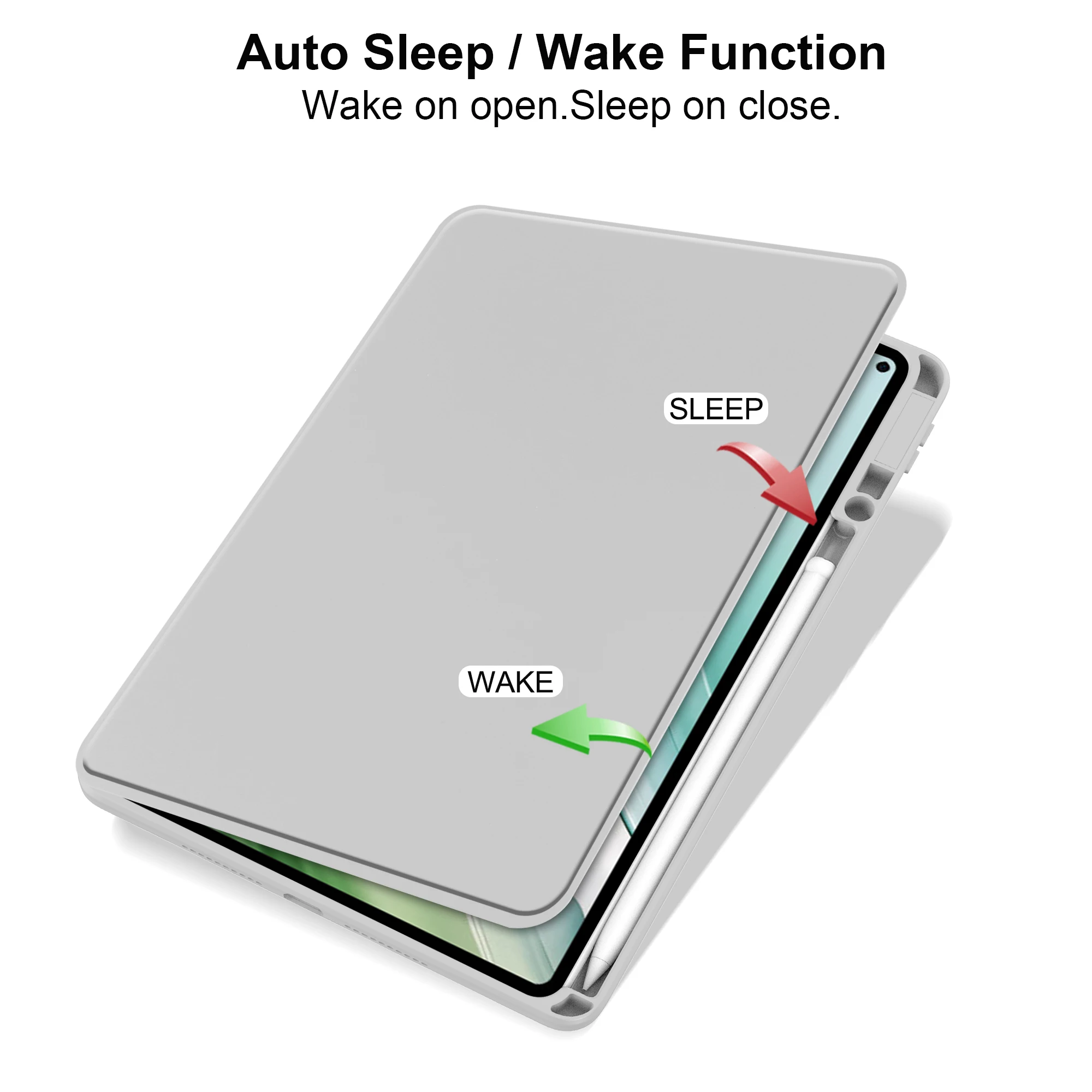 Enhanced Acrylic Rotating Tablet Case with Stand and Auto Sleep/Wake Function