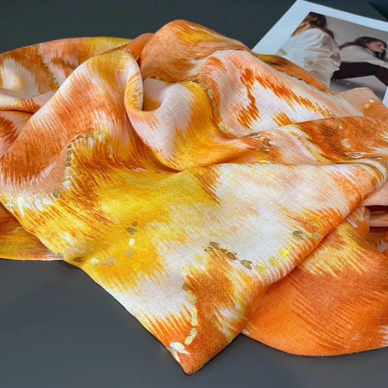Ombre Tie Dye gewellten Bronzing Schal dünne atmungsaktive Viskose Schal Sommer lässig Sonnenschutz Reises chals Frauen muslimischen Hijab Sjaal – Detail 23
