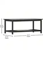 Two Tiered Commercial Grade Adirondack Coffee Table - Black Finish Poly Resin Wood - All-Weather - Slatted Shelf Design 2