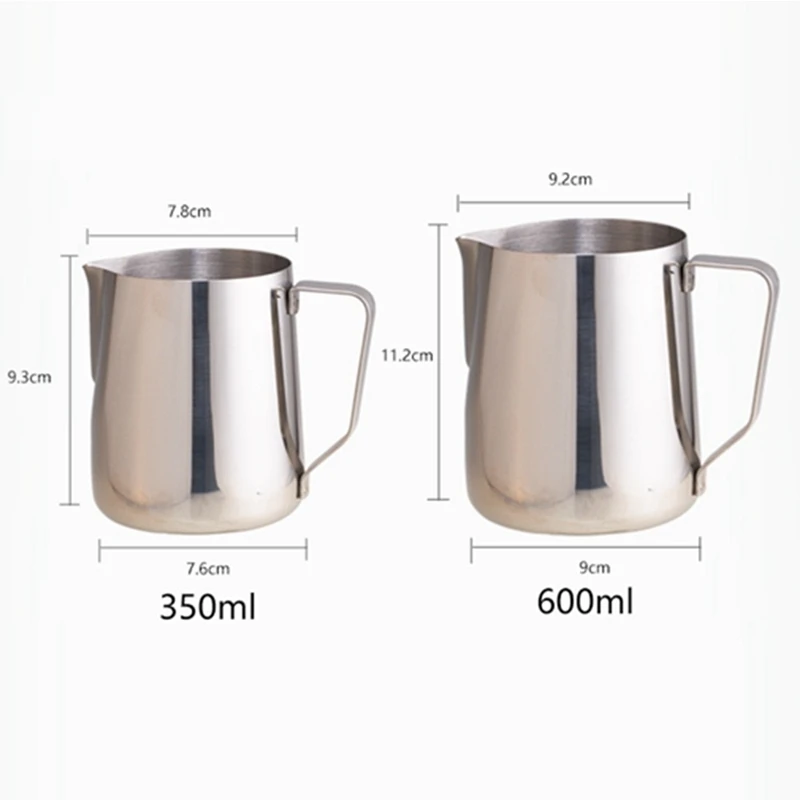 350ML/600Ml Stainless Steel Coffee Pot Milk Jugs Pitcher Cup Frothing with Tick Mark for Make Milk Coffee Accessories Cup