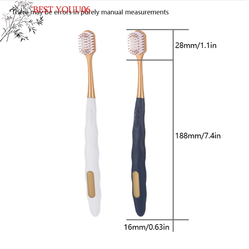 (YOUU06)6Pcs 와이드 헤드 소프트 롱 헤드 성인용 빅 헤드 칫솔 편안한 치아 슈퍼 소프트 구강 청소 브러쉬