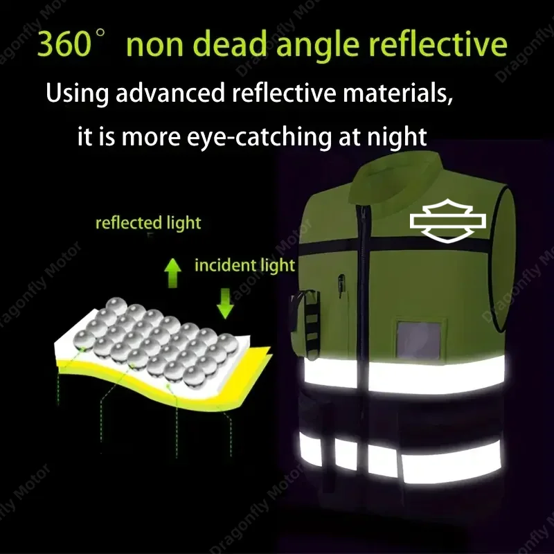 Harley Motorcycle Multi Pocket Safety Vest Night Visibility Gear For Harley-Davidson PAN AMERICA 1250 S PA1250 Sportster